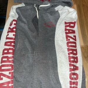 PINK Victoria's Secret Gray and White Razorbacks hoodie